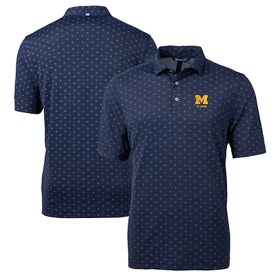 Men's Cutter & Buck  Navy Michigan Wolverines Alumni Logo Virtue Eco Pique Tile Print Recycled Polo