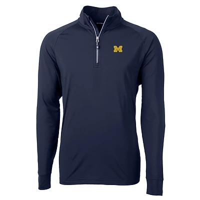 Veste pull-over Cutter & Buck pour homme, bleu marine, Michigan Wolverines, grandes tailles, en maille écologique Adapt Eco, fermeture éclair au quart