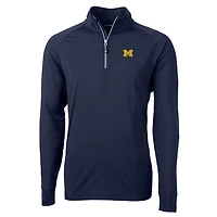 Veste pull-over Cutter & Buck pour homme, bleu marine, Michigan Wolverines, grandes tailles, en maille écologique Adapt Eco, fermeture éclair au quart