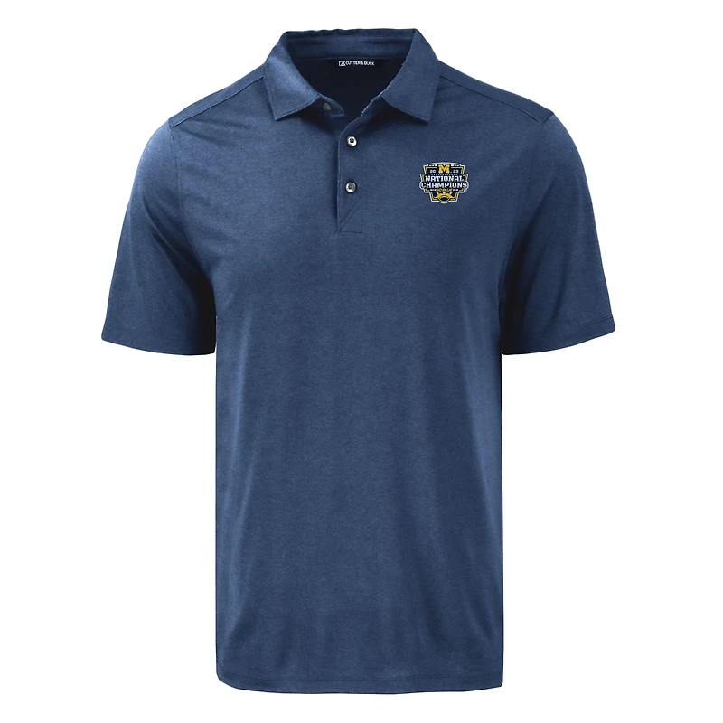 Polo Cutter & Buck bleu marine Michigan Wolverines Coastline Epic Comfort Eco Recycled pour homme