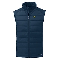 Gilet zippé intégral Cutter & Buck Navy Michigan Wolverines Evoke Hybrid Eco Softshell recyclé pour homme