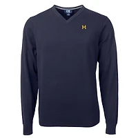 Pull-over à col en V mélange de trois matières bleu marine des Michigan Wolverines Lakemont Cutter & Buck pour homme