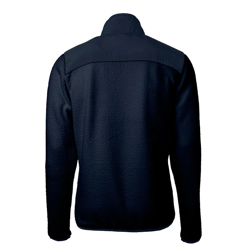 Veste polaire entièrement zippée en sherpa écologique Cascade pour homme, bleu marine, avec logo Michigan Wolverines, coupe-vent et grand gabarit