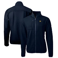Veste polaire entièrement zippée en sherpa écologique Cascade pour homme, bleu marine, avec logo Michigan Wolverines, coupe-vent et grand gabarit