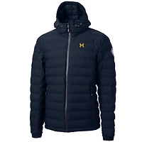 Veste matelassée isolante entièrement zippée pour homme Cutter & Buck bleu marine Michigan Wolverines Mission Ridge Repreve Eco