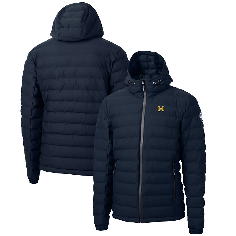 Veste matelassée isolante entièrement zippée pour homme Cutter & Buck bleu marine Michigan Wolverines Mission Ridge Repreve Eco