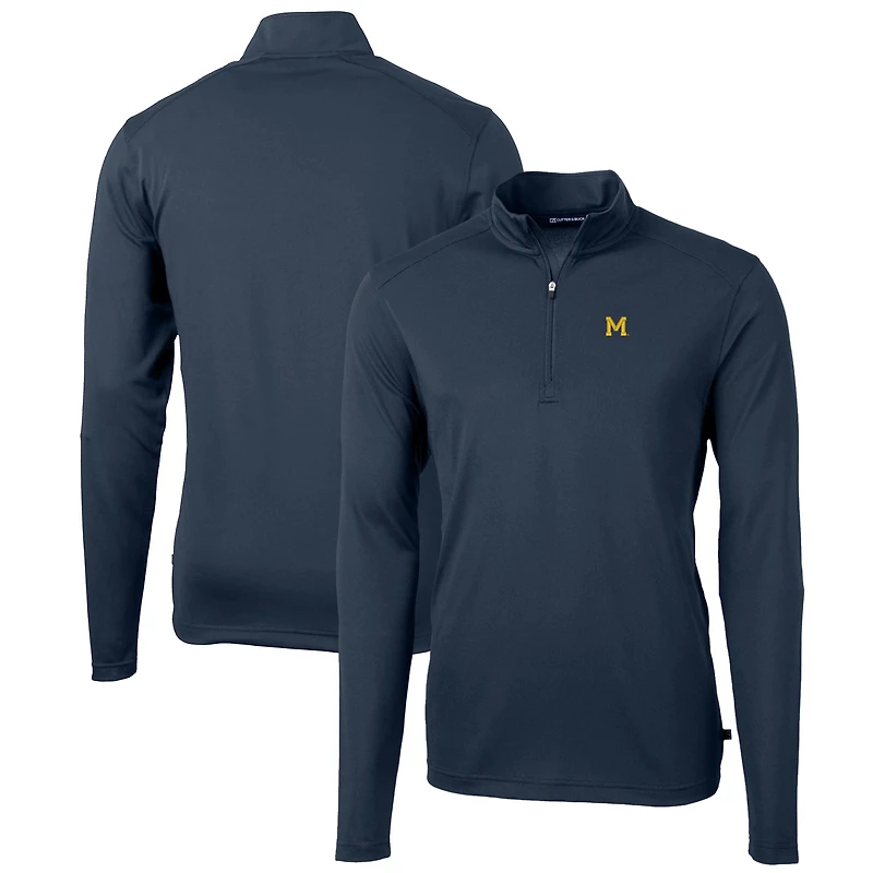 Pull zippé en piqué écologique recyclé pour homme, couleur bleu marine, de l'équipe des Wolverines du Michigan, grande taille, Virtue