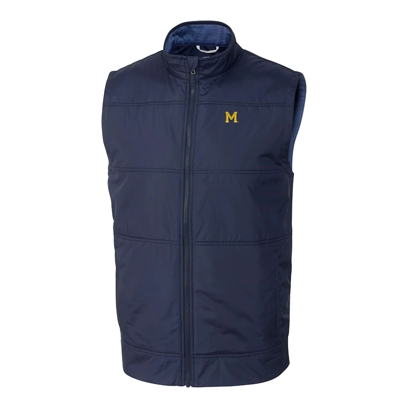 Gilet coupe-vent hybride entièrement zippé pour homme, bleu marine, des Michigan Wolverines Vault, de taille grande et