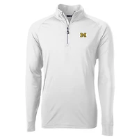 Veste pull-over Cutter & Buck White Michigan Wolverines Adapt Eco Knit à quart de zip pour homme