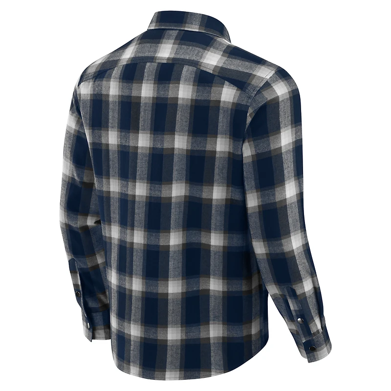 Men's Darius Rucker Collection by Fanatics Navy Michigan Wolverines Flannel Plaid Full-Snap Shirt