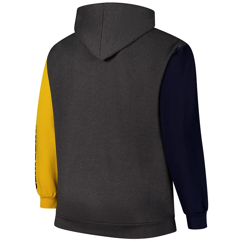 Sweat à capuche manches contrastées Fanatics pour hommes Michigan Wolverines Big & Tall Charcoal
