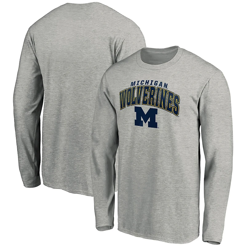 Men's Fanatics Heathered Gray Michigan Wolverines Steady Long Sleeve T-Shirt