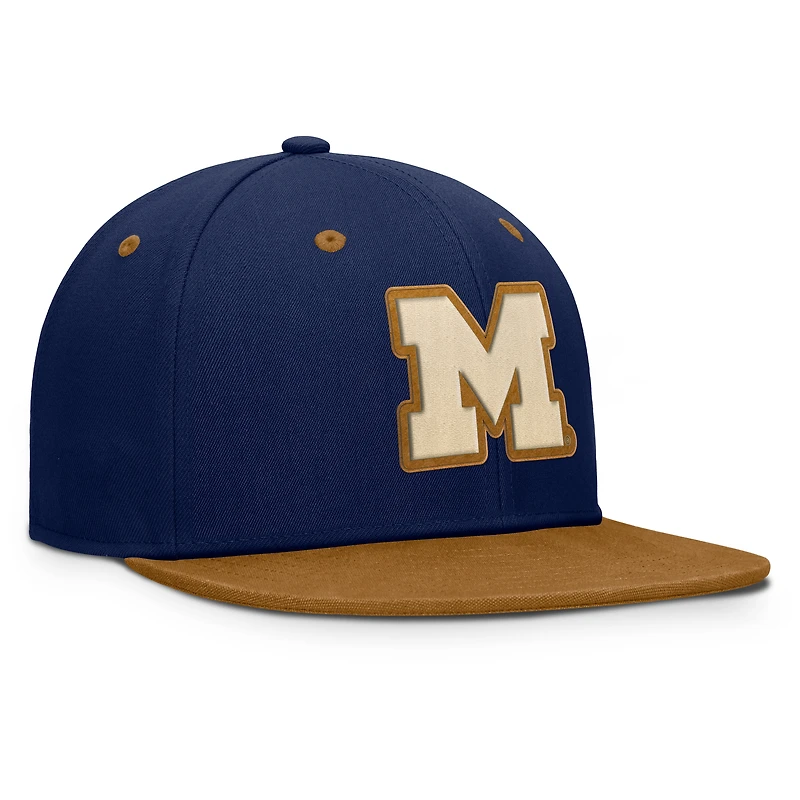 Casquette ajustée NoBo bleu marine/marron pour homme des Wolverines du Michigan
