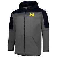 Men's Fanatics Navy/Gray Michigan Wolverines Big & Tall Pieced Full-Zip Hoodie Jacket