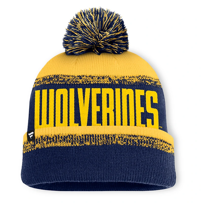 Men's Fanatics Navy/Maize Michigan Wolverines Thrive Cuffed Knit Hat with Pom