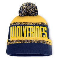 Men's Fanatics Navy/Maize Michigan Wolverines Thrive Cuffed Knit Hat with Pom