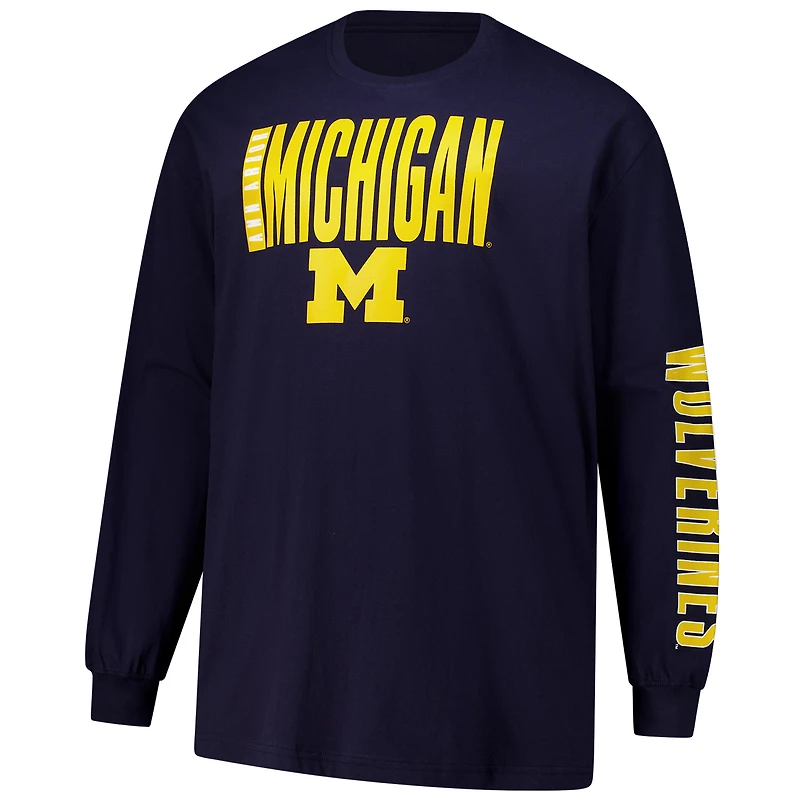 Men's Fanatics Navy Michigan Wolverines Big & Tall Vision Long Sleeve T-Shirt