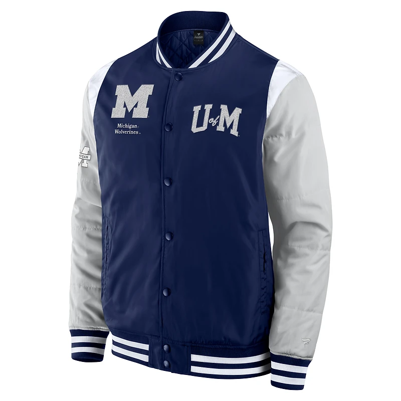 Veste à boutons-pression intégrale Elements Elite Michigan Wolverines de la marque Fanatics pour homme, bleu marine