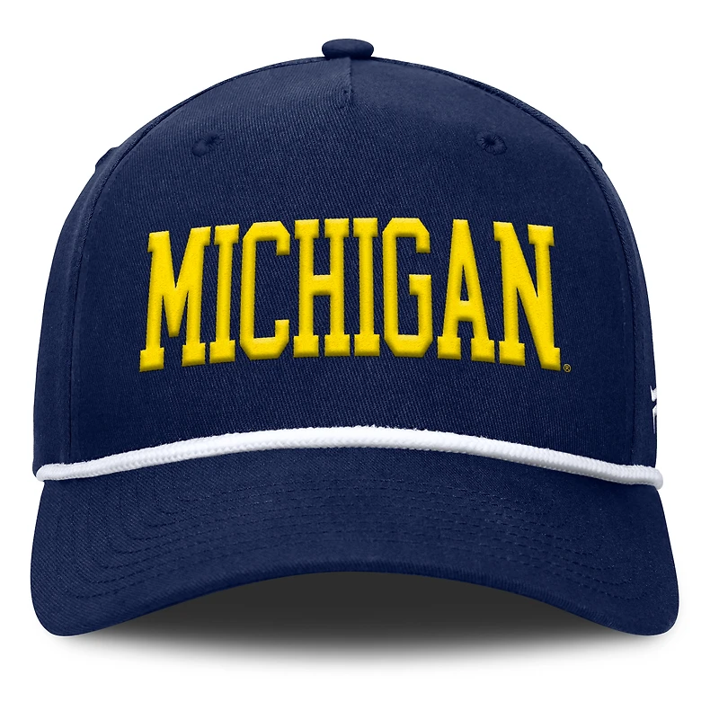 Men's Fanatics Navy Michigan Wolverines Foul Ball Rope Adjustable Hat