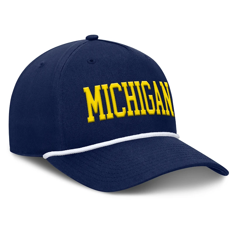 Men's Fanatics Navy Michigan Wolverines Foul Ball Rope Adjustable Hat