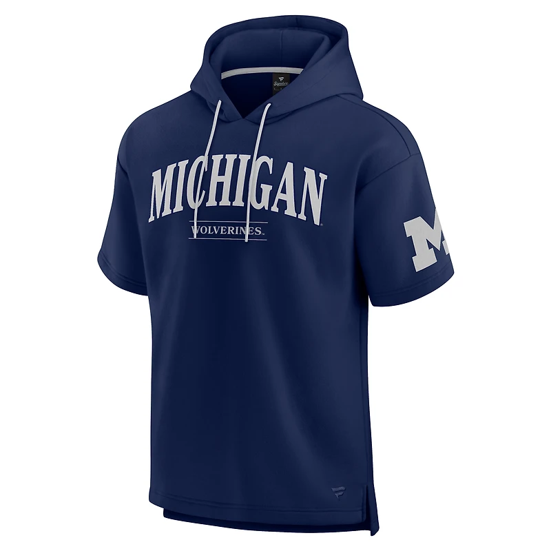 Sweat à capuche manches courtes pour homme Fanatics Navy Michigan Wolverines Ready
