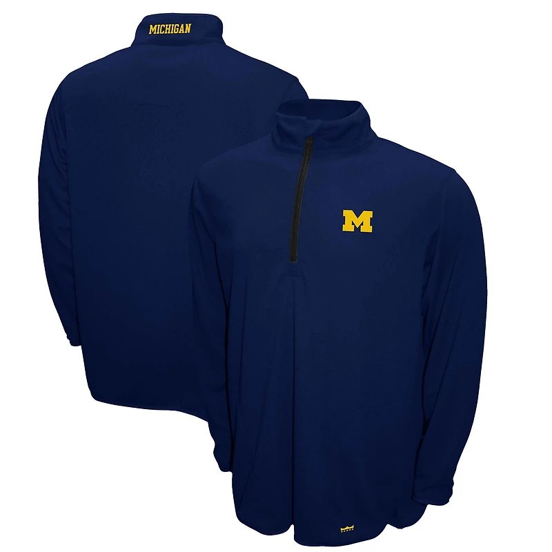 Pull-over zippé quart de tour Breeze bleu marine Michigan Wolverines Franchise Club pour homme
