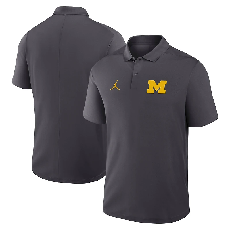 Men's Jordan Brand Anthracite Michigan Wolverines Primetime Victory Primary Logo Performance Polo