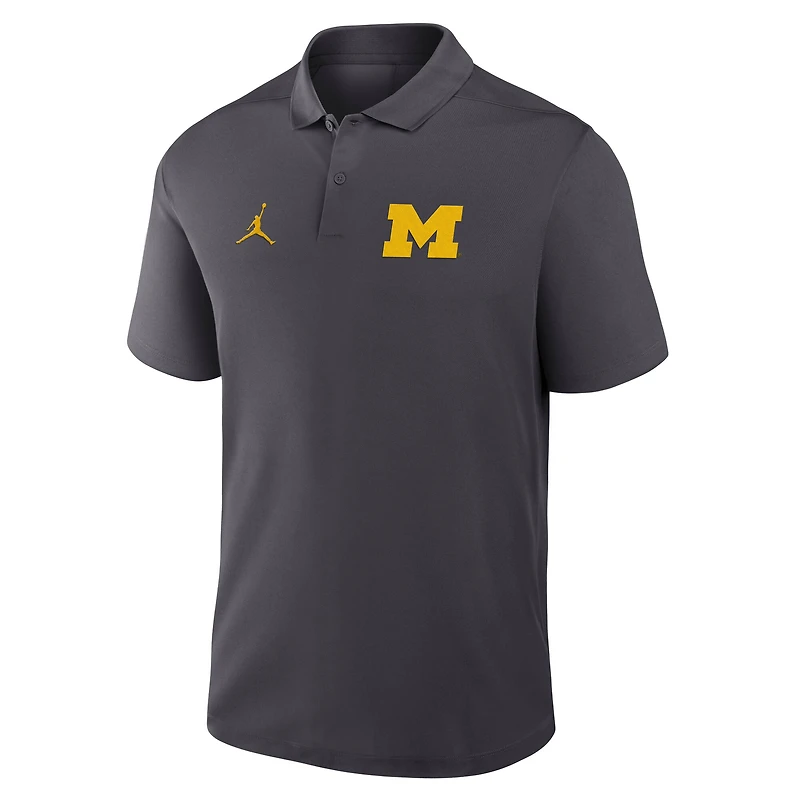 Men's Jordan Brand Anthracite Michigan Wolverines Primetime Victory Primary Logo Performance Polo