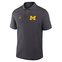 Men's Jordan Brand Anthracite Michigan Wolverines Primetime Victory Primary Logo Performance Polo