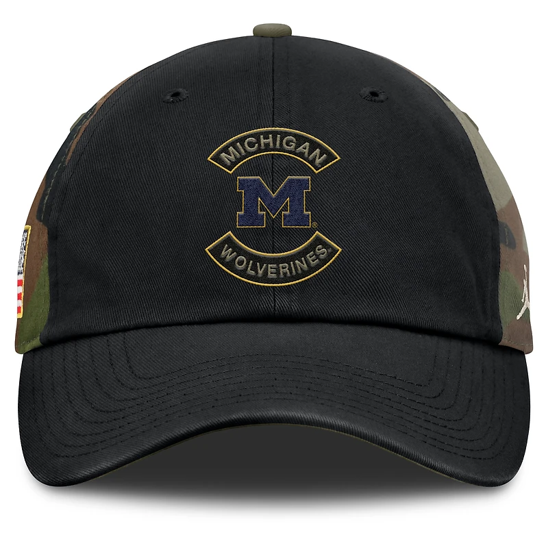 Men's Jordan Brand Black/Camo Michigan Wolverines 2025 Military Appreciation Club Adjustable Hat