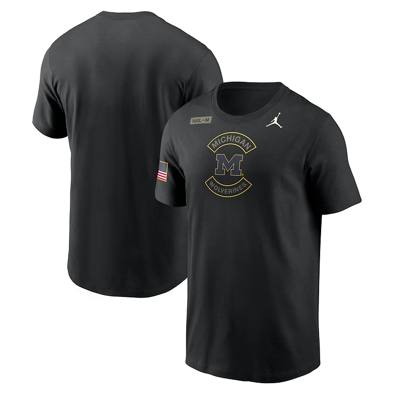T-shirt Jordan Brand noir Michigan Wolverines 2025 Military Appreciation Dri-FIT pour homme