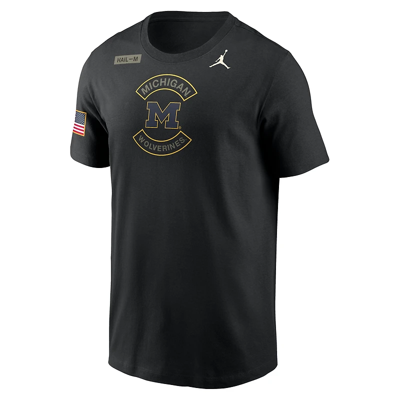 T-shirt Jordan Brand noir Michigan Wolverines 2025 Military Appreciation Dri-FIT pour homme