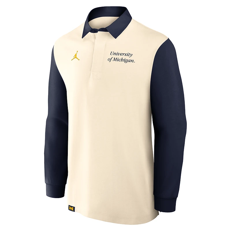 Maillot de rugby à manches longues Jordan Brand crème/bleu marine pour homme des Wolverines du Michigan