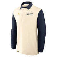 Maillot de rugby à manches longues Jordan Brand crème/bleu marine pour homme des Wolverines du Michigan