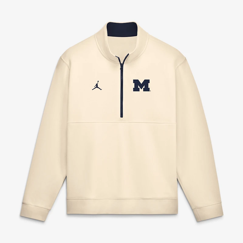 Pull-over à demi-zip en polaire Jordan Brand crème Michigan Wolverines Primetime Club pour homme