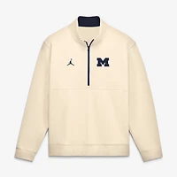 Pull-over à demi-zip en polaire Jordan Brand crème Michigan Wolverines Primetime Club pour homme