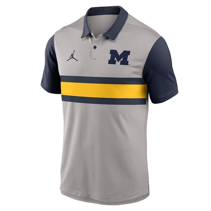 Polo Jordan Brand gris/bleu marine pour homme, Michigan Wolverines Vapor Dri-FIT