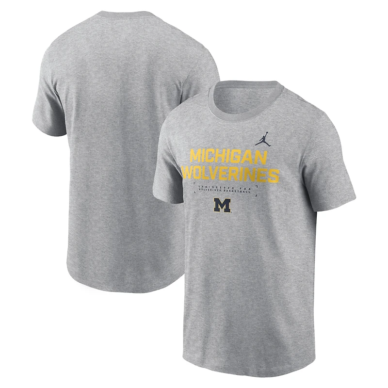 Men's Jordan Brand Gray Michigan Wolverines 2025 Courtside Basketball Performance T-Shirt