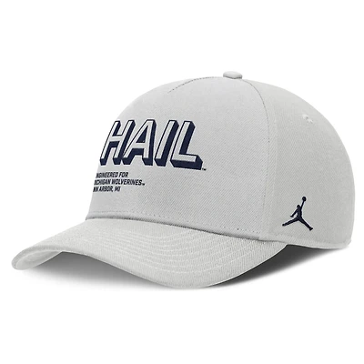 Men's Jordan Brand Gray Michigan Wolverines 2025 Sideline Dust Pinched Rise Adjustable Hat