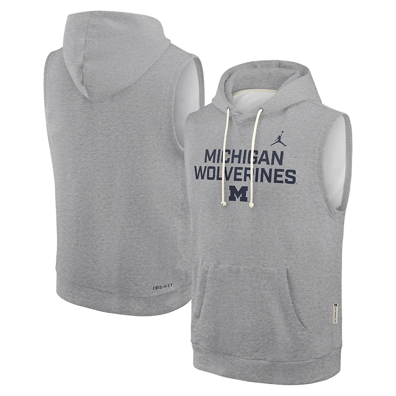 Sweat à capuche sans manches Jordan Brand Michigan Wolverines 2025 Performance pour homme, gris chiné