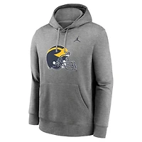 Men's Jordan Brand Heather Gray Michigan Wolverines Primetime Alternate Logo Club Fleece Pullover Hoodie