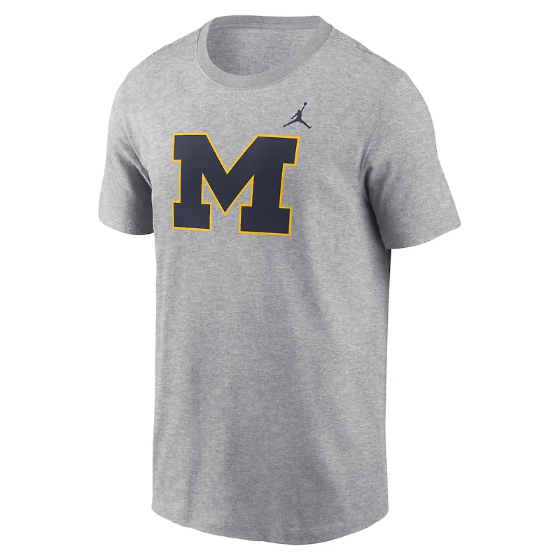 Men's Jordan Brand Heather Gray Michigan Wolverines Primetime Evergreen Logo T-Shirt
