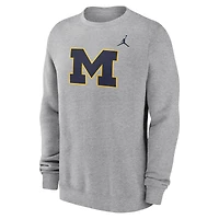 Men's Jordan Brand Heather Gray Michigan Wolverines Primetime Fleece Pullover Sweatshirt