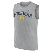 Débardeur Jordan Brand Heather Gray Michigan Wolverines Primetime Legend Arch Dri-FIT pour homme