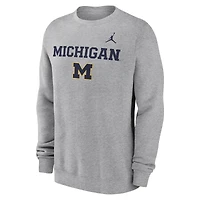 Sweat-shirt à enfiler Jordan Brand Heather Grey Michigan Wolverines Primetime Primary Stack pour homme