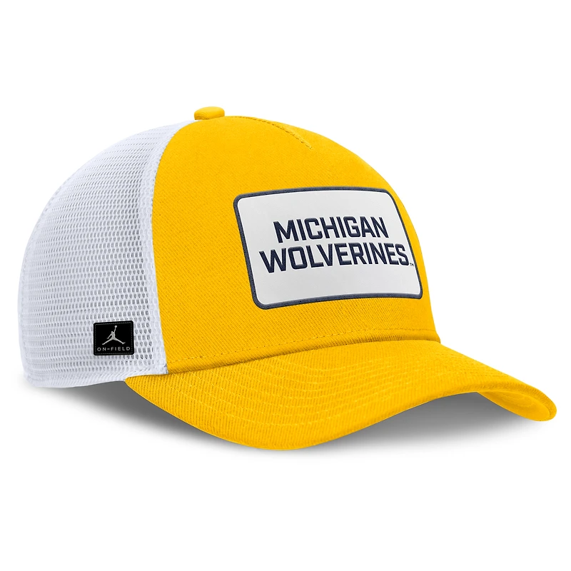 Men's Jordan Brand Maize/White Michigan Wolverines 2025 On-Field Rise Patch Trucker Adjustable Hat