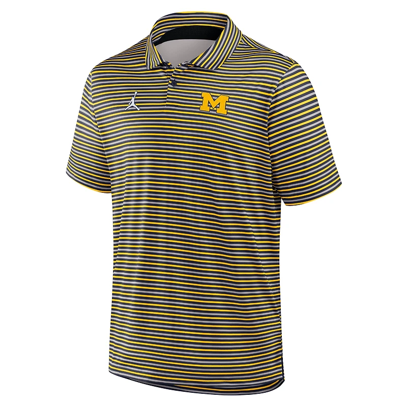 Men's Jordan Brand Maize Michigan Wolverines 2025 Coaches Premium Tour Stripe Dri-FIT Polo