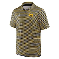 Men's Jordan Brand Maize Michigan Wolverines 2025 Coaches Premium Tour Stripe Dri-FIT Polo