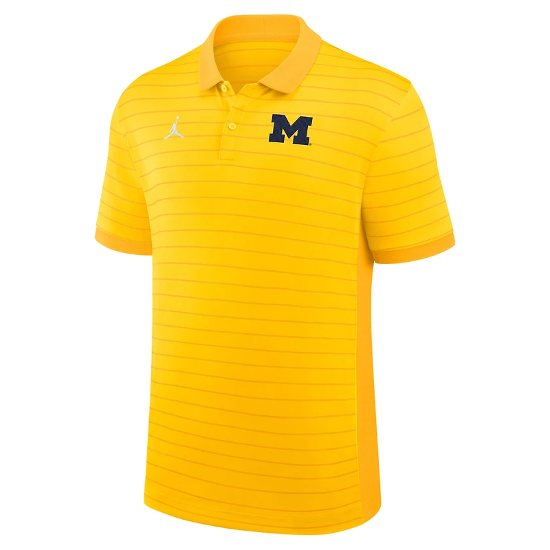 Men's Jordan Brand Maize Michigan Wolverines 2025 Early Season Coaches Sideline Victory Stripe Dri-FIT Polo