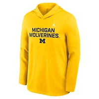 Men's Jordan Brand Navy Michigan Wolverines 2025 Sideline Dri-FIT Long Sleeve Hoodie T-Shirt